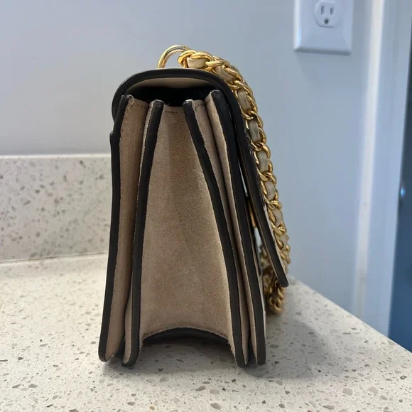 Tory Burch Cream and Brown Floral Crossbody Bag set with card holder - Picture 7 of 13